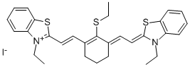 3-ETHYL-2-((E)-2-[3-((E)-2-[3-ETHYL-1,3-BENZOTHIAZOL-2(3H)-YLIDENE]ETHYLIDENE)-2-(ETHYLSULFANYL)-1-CYCLOHEXEN-1-YL]ETHENYL)-1,3-BENZOTHIAZOL-3-IUM IODIDE Structural