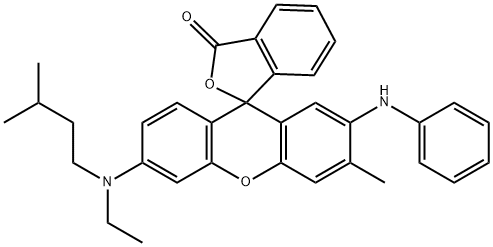 2'-anilino-6'-[ethyl(3-methylbutyl)amino]-3'-methylspiro[isobenzofuran-1(3H),9'-[9H]xanthene]-3-one Structural