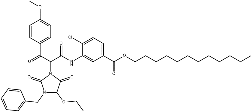 alpha-(4-Methoxybenzoyl)-alpha-(1-benzyl-5-ethoxyhydantion)-2-chloro-5-dodecyloxycarbonyl acetanilide