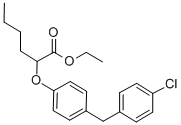 Hexanoic acid, 2-(4-((4-chlorophenyl)methyl)phenoxy)-, ethyl ester, (+ -)- Structural