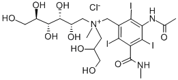 D-Glucammonium, N-(3-acetamido-5-(methylcarbamoyl)-2,4,6-triiodobenzyl )-N-(2,3-dihydroxypropyl)-N-methyl-, chloride