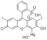 Hydroxy[(3',6'-dihydroxy-2',7'-diiodospiro[3H-2,1-benzoxathiole-3,9'-[9H]xanthene]-1,1-dioxide)-4'-yl]mercury(II) salt Structural