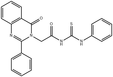 Urea, 1-((4-oxo-2-phenyl-3,4-dihydro-3-quinazolinyl)acetyl)-3-phenyl-2 -thio- Structural