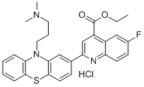 4-Quinolinecarboxylic acid, 2-(10-(3-(dimethylamino)propyl)-10H-phenot hiazin-2-yl)-6-fluoro-,ethyl ester, monohydrochloride Structural