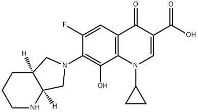 1-Cyclopropyl-6-fluoro-1,4-dihydro-8-hydroxy-7-[(4aS,7aS)-octahydro-6H-pyrrolo[3,4-b]pyridin-6-yl]-4-oxo-3-quinolinecarboxylic acid Structural