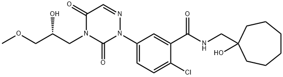 (R)-2-CHLORO-5-(4-(HYDROXY(METHOXY)METHYL)-3,5-DIOXO-4,5-DIHYDRO-1,2,4-TRIAZIN-2(3H)-YL)-N-((1-HYDROXYCYCLOHEPTYL)METHYL)BENZAMIDE Structural