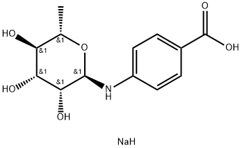 Benzoic acid, 4-[(6-deoxy-α-L-mannopyranosyl)amino]-, sodium salt Structural