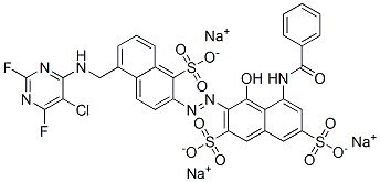 2,7-Naphthalenedisulfonic acid, 5-(benzoylamino)-3-[[5-[[(5-chloro-2,6-difluoro-4-pyrimidinyl)amino]methyl]-1-sulfo-2-naphthalenyl]azo]-4-hydroxy-, trisodium salt