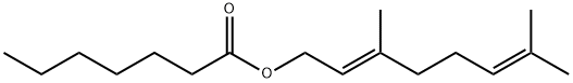 Heptanoic acid (E)-3,7-dimethyl-2,6-octadienyl ester Structural