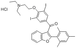 4-(2-(Diethylamino)ethoxy)-3,5-diiodophenyl 2-mesityl-3-benzofuranyl k etone hydrochloride