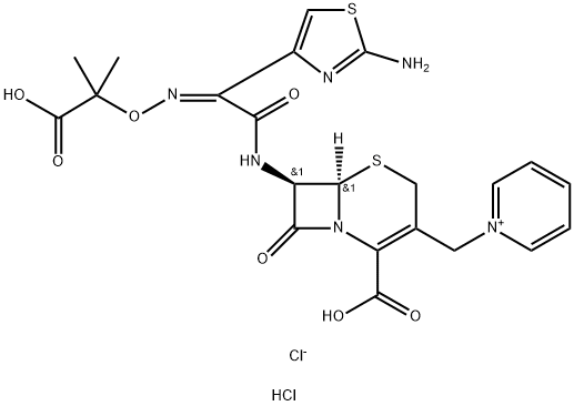 1-[[(6R,7R)-7-[[(2Z)-(2-Amino-4-thiazolyl)[(1-carboxy-1-methylethoxy)imino]acetyl]amino]-2-carboxy-8-oxo-5-thia-1-azabicyclo[4.2.0]oct-2-en-3-yl]methyl]pyridinium chloride monohydrochloride Structural