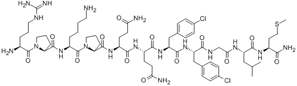 ARG-PRO-LYS-PRO-GLN-GLN-P-CHLORO-PHE-P-CHLORO-PHE-GLY-LEU-MET-NH2 Structural