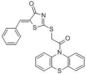 Phenothiazine, 10-(5-benzylidene-4-oxo-2-(2-thiazolinyl)thioacetyl)- Structural