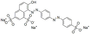 trisodium 7-hydroxy-8-[[4-[(4-sulphonatophenyl)azo]phenyl]azo]naphthalene-1,3-disulphonate  Structural