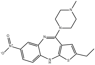 2-Ethyl-4-(4-methyl-1-piperazinyl)-7-nitro-10H-thieno(2,3-b)(1,5)benzo diazepine Structural