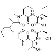 Glycine, N-(N-(N-(N-(N-(3-hydroxy-2-methyl-1-oxoheptyl)-N-methyl-L-leu cyl)-L-alloisoleucyl)-L-seryl)-L-allothreonyl)-, rho-lactone
