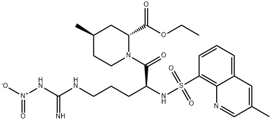 2-PIPERIDINECARBOXYLIC ACID, 1-[5-[IMINO(NITROAMINO)METHYL]AMINO]-2-[[(3-METHYL-8-QUINOLINYL)SULFONYL]AMINO]-1-OXOPENTYL]-4-METHYL-,ETHYL ESTER,[2R-[1(S*), 2ALPHA, 4BETA]]- Structural