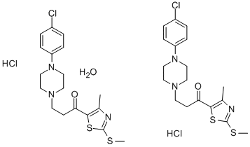 1-Propanone, 3-(4-(4-chlorophenyl)-1-piperazinyl)-1-(4-methyl-2-(methy lthio)-5-thiazolyl)-, hydrochloride, hydrate (2:2:1)