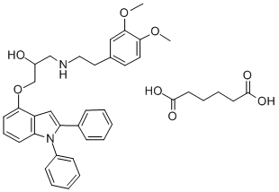 2-Propanol, 1-((2-(3,4-dimethoxyphenyl)ethyl)amino)-3-((1,2-diphenyl-1 H-indol-4-yl)oxy)-, hexanedioate (1:1) (salt)