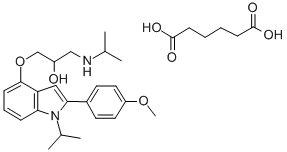 2-Propanol, 1-((2-(4-methoxyphenyl)-1-isopropyl-1H-indol-4-yl)oxy)-3-i sopropylamino-, hexanedioate (1:1) (salt)