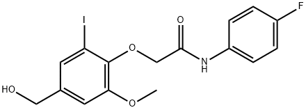 ACETAMIDE, N-(4-FLUOROPHENYL)-2-[4-(HYDROXYMETHYL)-2-IODO-6-METHOXYPHENOXY]- Structural