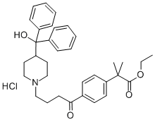 Ethyl 4-{4-[4-(hydroxydiphenylmethyl)-1-piperidinyl]-1-oxobutyl}-alpha,alpha-dimethylbenzeneacetate hydrochloride Structural