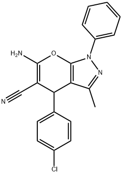 6-AMINO-4-(4-CHLORO-PHENYL)-3-METHYL-1-PHENYL-1,4-DIHYDRO-PYRANO[2,3-C]PYRAZOLE-5-CARBONITRILE Structural