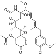 Maytansine, O3-acetyl-O3-de2-(acetylmethylamino)-1-oxopropyl-22-demethyl- Structural