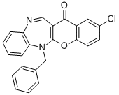 (1)Benzopyrano(2,3-b)(1,5)benzodiazepin-13(6H)-one, 2-chloro-6-(phenyl methyl)-