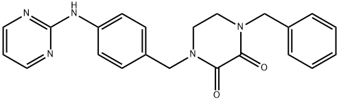 1-(Phenylmethyl)-4-((4-(2-pyrimidinylamino)phenyl)methyl)-2,3-piperazi nedione Structural