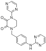 1-Pyrazinyl-4-((4-(2-pyrimidinylamino)phenyl)methyl)-2,3-piperazinedio ne Structural