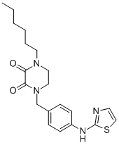 1-Hexyl-4-((4-(2-thiazolylamino)phenyl)methyl)-2,3-piperazinedione