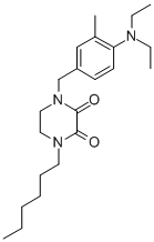 1-(4-(Diethylamino)-3-methylbenzyl)-4-hexyl-2,3-piperazinedione Structural