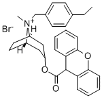 1-alpha-H,5-alpha-H-Tropanium, 8-(p-ethylbenzyl)-3-hydroxy-, bromide,  xanthene-9-carboxylate(ester) Structural