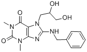 1H-Purine-2,6-dione, 3,7-dihydro-7-(2,3-dihydroxypropyl)-1,3-dimethyl- 8-((phenylmethyl)amino)-