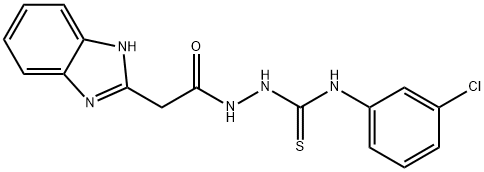 1H-Benzimidazole-2-acetic acid, 2-(((3-chlorophenyl)amino)thioxomethyl )hydrazide Structural