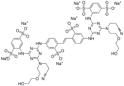 hexasodium 2,2'-[vinylenebis[(3-sulphonato-4,1-phenylene)imino[6-[(2-cyanoethyl)[2-(2-hydroxyethoxy)ethyl]amino]-1,3,5-triazine-4,2-diyl]imino]]bis[benzene-1,4-disulphonate] Structural