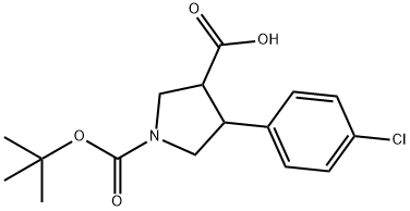 1-[(TERT-BUTYL)OXYCARBONYL]-4-(4-CHLOROPHENYL)PYRROLINE-3-CARBOXYLIC ACID Structural