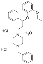 Piperazine, 1-(3-(2-ethoxyphenoxy)-3-phenylpropyl)-4-(phenylmethyl)-,  hydrochloride, hydrate (1:2:1)