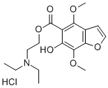 5-Benzofurancarboxylic acid, 4,7-dimethoxy-6-hydroxy-, 2-(diethylamino )ethyl ester, hydrochloride