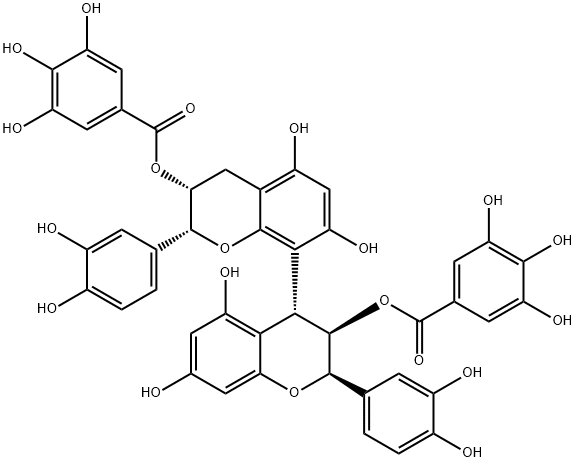 [(2R,3R,4R)-2-(3,4-dihydroxyphenyl)-4-[(2R,3R)-2-(3,4-dihydroxyphenyl)-5,7-dihydroxy-3-(3,4,5-trihydroxybenzoyl)oxy-chroman-8-yl]-5,7-dihydroxy-chroman-3-yl] 3,4,5-trihydroxybenzoate Structural