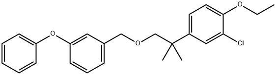 Benzene, 1-((2-(3-chloro-4-ethoxyphenyl)-2-methylpropoxy)methyl)-3-phe noxy- Structural