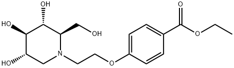 1,5-dideoxy-1,5-[[2-[4-(ethoxycarbonyl)phenoxy]ethyl]imino]-D-glucitol  Structural