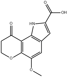 Pyrano(2,3-g)indole-2-carboxylic acid, 1,7,8,9-tetrahydro-5-methoxy-9- oxo- Structural