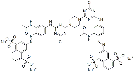 1,5-Naphthalenedisulfonic acid, 3,3'-[1,4-piperazinediylbis[(6-chloro-1,3,5-triazine-4,2-diyl)imino [2-(acetylamion)-4,1-phenylene]bis-, tetrasodium salt