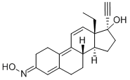 13-Ethyl-17-hydroxy-18,19-dinorpregna-4,9,11-trien-20-yn-3-one 3-oxime Structural