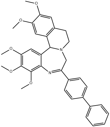 6-(4-Biphenylyl)-2,3,4,12,13-pentamethoxy-9,10-dihydro-7H-isoquino(2,1-d)(1,4)benzodiazepine Structural