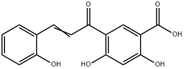 2,4-Dihydroxy-5-(3-(2-hydroxyphenyl)-1-oxo-2-propenyl)benzoic acid Structural