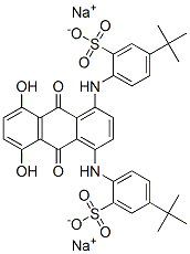 disodium 2,2'-[(9,10-dihydro-5,8-dihydroxy-9,10-dioxo-1,4-anthrylene)diimino]bis[5-tert-butylbenzenesulphonate] Structural