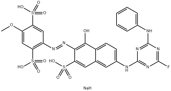 2-[[6-[[6-anilino-4-fluoro-1,3,5-triazin-2-yl]amino]-1-hydroxy-3-sulpho-2-naphthyl]azo]-5-methoxybenzene-1,4-disulphonic acid, sodium salt      
